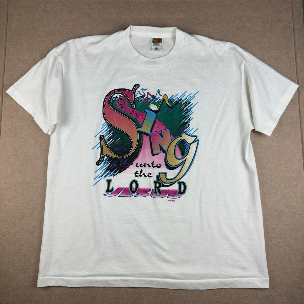 Vintage Fruit of‎ the Loom Men XL Jesus T-Shirt 1995 Single Stitch USA Made